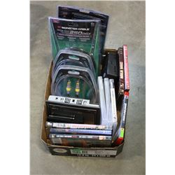 LOT OF DVDS VIDEO GAMES AN NEW MONSTOR VIDEO CABLES