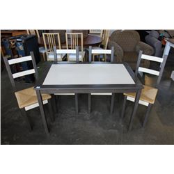 MODERN DINING TABLE W/FOUR ROPE SEAT CHAIRS