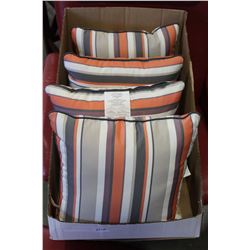 LOT OF 4 AS NEW 12X12 OUTDOOR CUSHIONS