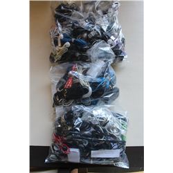 THREE BAGS OF LOST PORPERTY HEADPHONES USB CHARGERS ETC