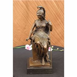 Female Greek Warrior Bronze Sculpture on Marble base Statue