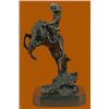 Image 1 : Bronco Buster Bronze Sculpture on Marble Base Western Art Figurine