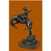 Image 3 : Bronco Buster Bronze Sculpture on Marble Base Western Art Figurine
