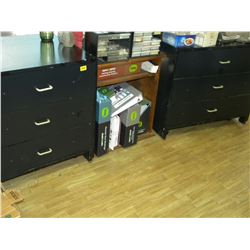 2 BLACK DRESSERS/WOOD CABINET(BUSINESS CLOSEOUT/GAGELS)
