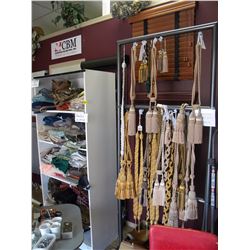 BOOKCASE/ RACK & CONTENTS DRAPERY ACCESORIES ETC(BUSINESS CLOSEOUT/GAGELS)
