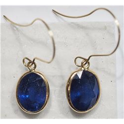 new 14kt Yellow Gold Sapphire (7.10ct) Earrings Insurance Value $1678