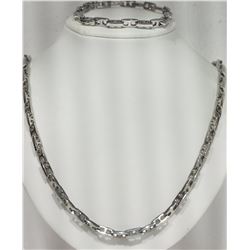 new Stainless Steel Mens Link Chain Neckialce and Bracelet Retail $800