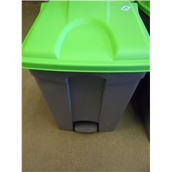 NEW GREY & GREEN FLIP TOP WASTE BASKET