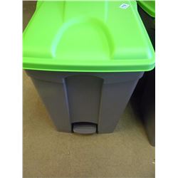 NEW GREY & GREEN FLIP TOP WASTE BASKET