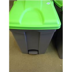 NEW GREY & GREEN FLIP TOP WASTE BASKET