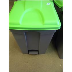 NEW GREY & GREEN FLIP TOP WASTE BASKET