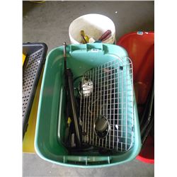BUCKET OF SMALL TOOLS/GREEN BUCKET OF MISC