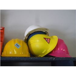 4 MISC HARD HATS