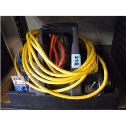 SMALL PLASTIC TOOL CADDY & EXTENSION CORD (ESTATE ITEM)