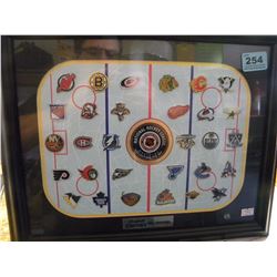 FRAMED CAMPBELLS NHL COLLECTORS PIN SET