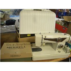 SEWING MACHINE AND EXTRA PARTS INCLUDES BUTTON HOLDER (ESTATE ITEM)