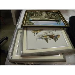 3 FRAMED OIL CANVASES/1 WALL PLAQUE (ESTATE ITEM)