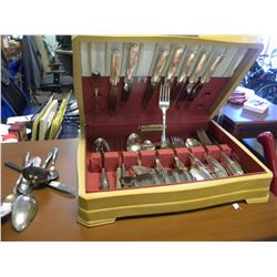 BOX OF SILVER CUTTLERY/ETC (ESTATE ITEM)