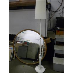 STANDING FLOOR LAMP/ROUND OAK MIRROR