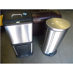 BLACK & STAINLESS DOUBLE STACKED GARBAGE BIN/STAINLESS GARBAGE CAN