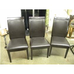 3 MATCHING BROWN LEATHER DINING CHAIRS
