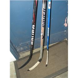 3 LEFT HANDED HOCKEY STICKS