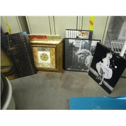 7 OIL & FRAMED PRINTS (3 MARLYN MONROE ETC)