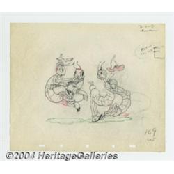 Disney Studios - Original Key Animation Drawing for Woodland Cafe (Disney, 1937).