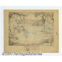 Disney Studios - Original Background Layout for Mickey Mouse Short Film (undated).