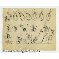 Disney Studios - Original Animation Model Sheet for The Grasshopper and the Ants (undated).