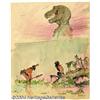Image 1 : Frank Frazetta - Original Sketch of Two Cavemen and a Dinosaur (undated).