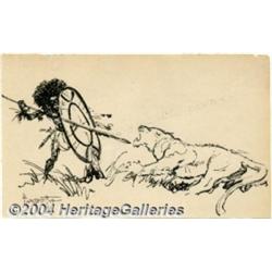 Frank Frazetta - Original Sketch, "Lion Hunt" (Undated).