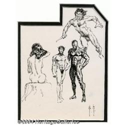Frank Frazetta - Original Sketches of Nude Studies (undated).
