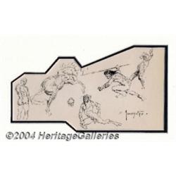 Frank Frazetta - Original Sketches of Four Men and a Horse (undated).