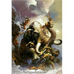 Ken Kelly - Original Oil Painting "The Ice Mammoth Cometh" (1991).