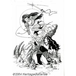 George Perez - Original Shi and Crimson Plague Pin Up (1996).