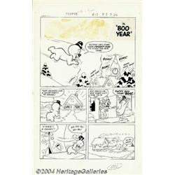 Howard Post - Original Art for Casper #17, Complete 5-page Story, "Boo Year" (Harvey, 1954).