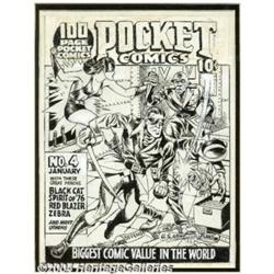 Joe Simon (attributed) - Original Cover Art for Pocket Comics #4 (Harvey, 1942).