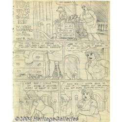 Robert and Charles Crumb - Original Art Sketches, "Fun with Jim and Mabel" (1962).