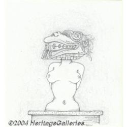 Maxon Crumb - Original Illustration, "Busty Sculpture" (undated).