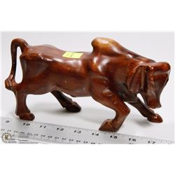 REDWOOD CARVED BULL (HORNS MISSING)