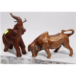 REDWOOD CARVED  ELEPHANT (TRUNK UP FOR GOOD LUCK!)