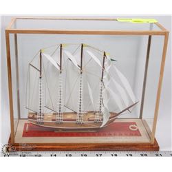 HANDMADE WOOD SHIP IN DISPLAY "BERGANTIC