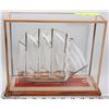 Image 1 : HANDMADE WOOD SHIP IN DISPLAY "BERGANTIC