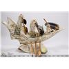 Image 1 : JAW BONE CARVING WITH COW HORN SHIP DISPLAY