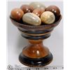 Image 1 : SOLID WOOD FRUIT EGG BASKET WITH WOODEN EGGS