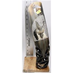LARGE COW HORN CARVING