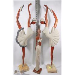 TWO LARGE SAND AND HAND CARVED WOOD BALLET