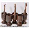 Image 1 : 9PC HAND CARVED WOOD "MINT" DRINK SET