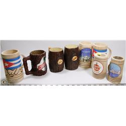 8PC CARVED WOODEN CUBAN STEIN SET
